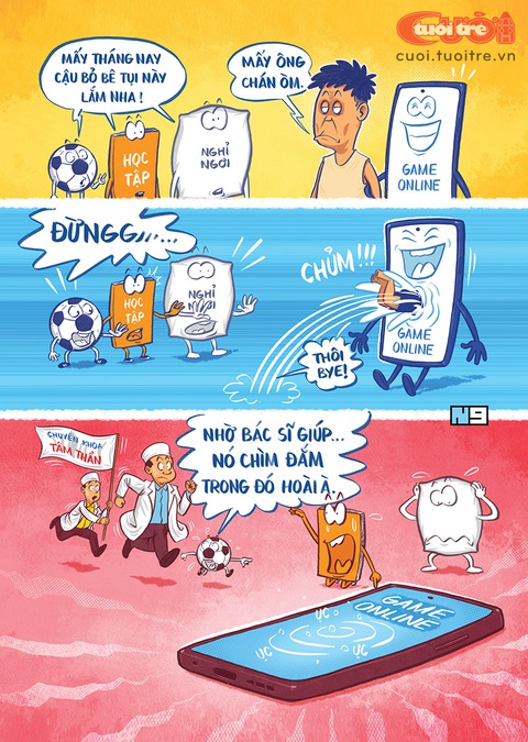 nghiện game - Ảnh 1. Bác sĩ cấp cứu bệnh nhân nghiện game - Tranh: Hải Nam