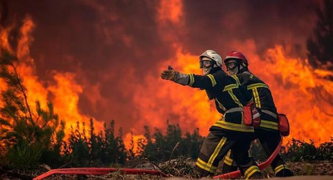 Liên Hiệp Quốc: El Nino có khả năng đe dọa tính mạng con người - Ảnh 1. Lính cứu hỏa dập lửa chảy rừng ở khắp nơi - Ảnh: DW