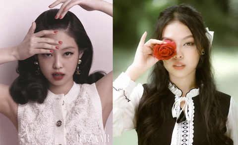 Nữ TikToker giống Jennie (BLACKPINK) đến 99% - Ảnh 1. Jennie (phải) khi được đặt cạnh Rowena Padua, nữ TikToker được khen giống phiên bản thật 99%.