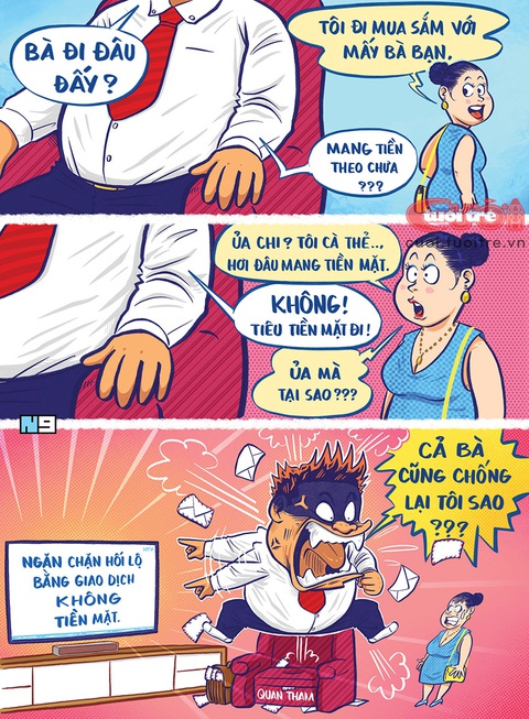 Quan tham: Cả thế giới chống lại tôi? - Ảnh 1. Quan tham trong thế giới không tiền mặt - Tranh: Hải Nam