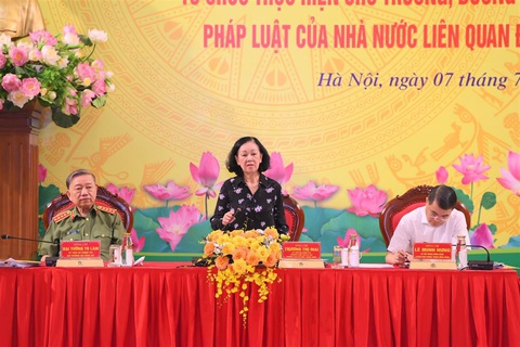 Phát triển kinh tế xã hội để ổn định vùng Tây Nguyên - Ảnh 1. Bà Trương Thị Mai tham gia hội nghị - Ảnh: Bộ Công an