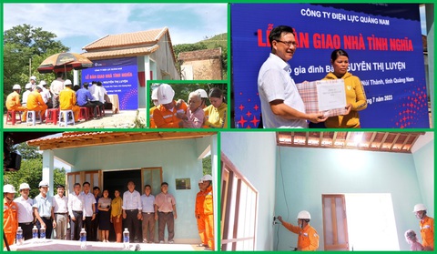Lễ bàn giao nhà tình nghĩa cho bà Nguyễn Thị Luyện - Ảnh: VH