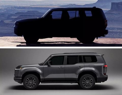 Toyota Land Cruiser Prado được nhá hàng tại Mỹ, không khác gì Lexus GX - Ảnh 2. Sự tương đồng rõ rệt của Toyota Land Cruiser Prado mới (trên) và Lexus GX đời mới (dưới) - Ảnh: Carscoops