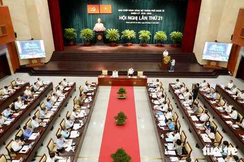 Bí thư Nguyễn Văn Nên: TP.HCM vào ‘chiến dịch’ thực hiện nghị quyết đột phá - Ảnh 3. Hội nghị sáng 8-7 - Ảnh: HỮU HẠNH