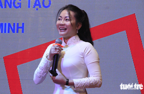 Khả năng xây dựng văn hóa sở hữu trí tuệ tại các trường đang thế nào? - Ảnh 2. Bà Lê Thị Thanh Tâm, phụ trách ban đối ngoại thuộc Trung tâm Khởi nghiệp đổi mới sáng tạo (Đại học Quốc gia TP.HCM), chia sẻ về xây dựng văn hóa sở hữu trí tuệ - Ảnh: CÔNG TRIỆU