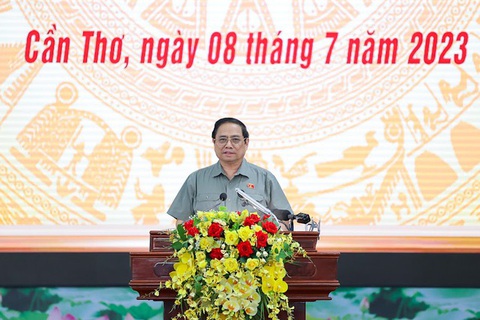 Thủ tướng làm việc với các tỉnh miền Tây về thúc đẩy dự án cao tốc và ODA - Ảnh 1. Thủ tướng phát biểu khai mạc phiên họp - Ảnh: VGP