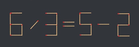 Thử tài IQ: Di chuyển một que diêm để 6/3=5-2 thành phép tính đúng - Ảnh 1.