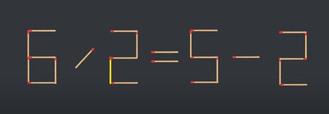 Thử tài IQ: Di chuyển một que diêm để 6/3=5-2 thành phép tính đúng - Ảnh 1.