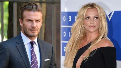 Tin tức giải trí 9-7: Britney Spears lên tiếng sự cố, PiaLinh giành vé vàng đầu tiên Vietnam Idol - Ảnh 1. David Beckham (bên trái) và ca sĩ Britney Spears - Ảnh: GETTY IMAGES