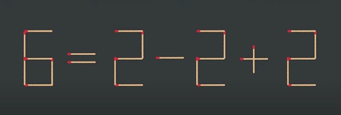 Thử tài IQ: Di chuyển một que diêm để 6=2-2+2 thành phép tính đúng - Ảnh 1.
