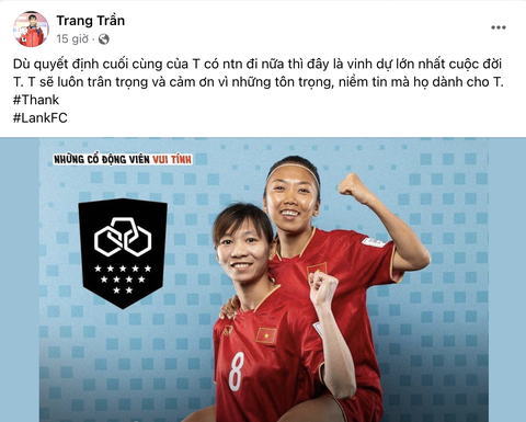 Tiền vệ Thùy Trang lọt vào tầm ngắm CLB Lank FC - Ảnh 2. Thùy Trang viết trên Facebook cá nhân của mình - Ảnh chụp màn hình