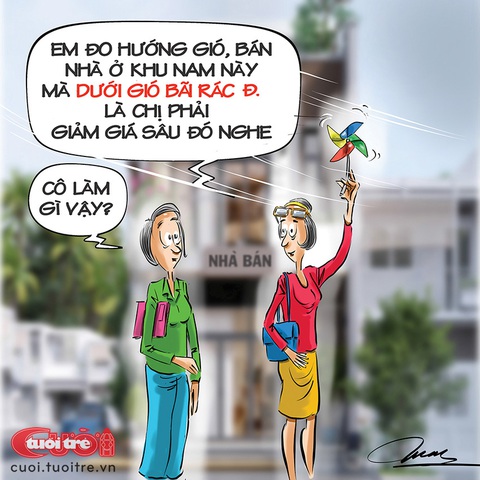 Chuyện lạ: Đo hướng gió mua nhà Sài Gòn - Ảnh 1. Chuyện lạ: Đo hướng gió mua nhà Sài Gòn - Tranh: Đỗ Minh Tuấn