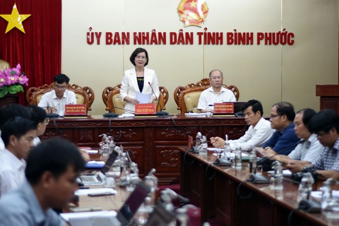 Thu hút nhà đầu tư lớn vào phát triển du lịch Bình Phước - Ảnh 1. Phó chủ tịch UBND tỉnh Bình Phước Trần Tuyết Minh thông tin tại buổi họp báo - Ảnh: A LỘC