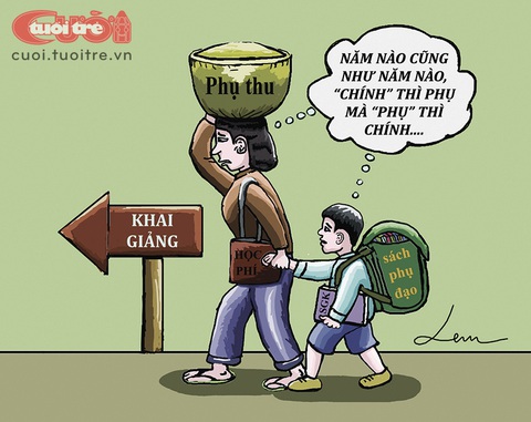 Đồng phục học sinh: Phụ nhuynh méo mặt - Ảnh 2. Phụ thu to hơn "chính thu" - Tranh: LEM