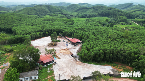 Huyện chỉ đạo xử lý dứt điểm xưởng chế biến gỗ trên đất rừng - Ảnh 3. Một khu xưởng chế biến gỗ vi phạm khác tại xã Dương Hưu đã bị xử phạt nhưng sau đó diện tích lớn đất rừng sản xuất tiếp tục được đổ bê tông - Ảnh: TIẾN THẮNG