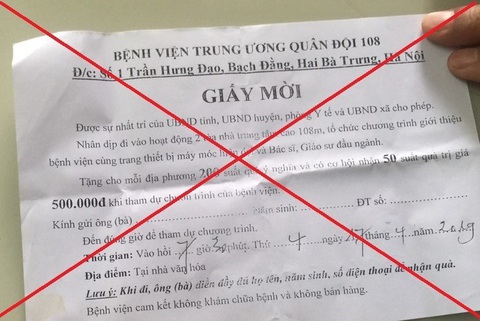 Thủ đoạn lừa đảo mời khám chữa bệnh để nhận quà - Ảnh: BVCC Thủ đoạn lừa đảo mời khám chữa bệnh để nhận quà - Ảnh: BVCC