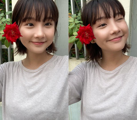 Nhan sắc 'mỹ nhân Tày' Thu Hà Ceri gây sốt ở 'Món quà của cha' - Ảnh 3. Hình ảnh selfie tại hậu trường phim của Thu Hà