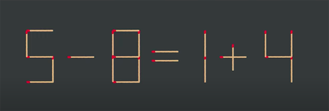 Thử tài IQ: Di chuyển một que diêm để 5-8=1+4 thành phép tính đúng - Ảnh 1. Thử tài IQ: Di chuyển một que diêm để 5-8=1+4 thành phép tính đúng - Ảnh 1.