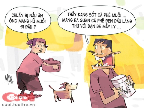 Cà phê muối về làng - Ảnh 1. Trước sau gì thì cà phê muối cũng sẽ về làng - Tranh: Viiip