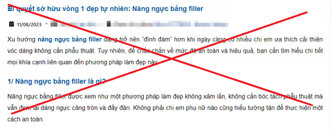 Tiêm filler làm đẹp: Phổ biến nhưng ít ai biết chỉ được tiêm ở mặt, cổ và tay - Ảnh 3. Quảng cáo nâng ngực bằng filler của một thẩm mỹ viện tại TP.HCM, dù theo khuyến cáo của Cục Quản lý thực phẩm và dược phẩm Hoa Kỳ thì filler chỉ được tiêm ở vùng mặt, cổ và tay - Ảnh: X.M. chụp lại
