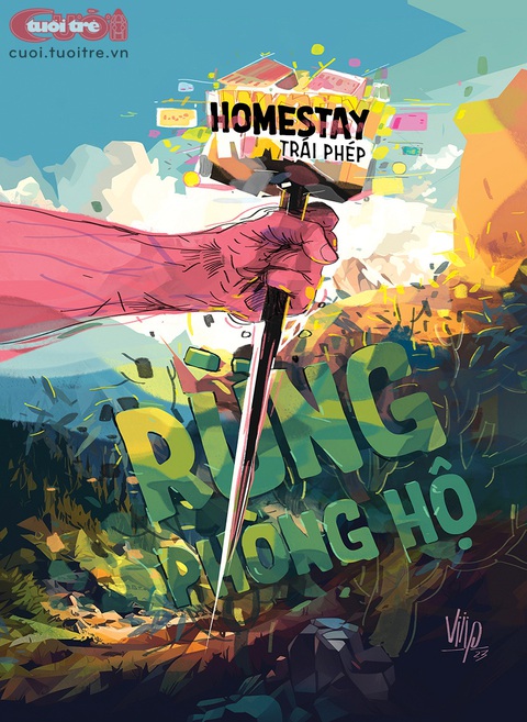 Homestay xẻ núi, bạt đồi - Ảnh 1. Homestay xẻ núi, bạt đồi - Biếm họa của Viiip