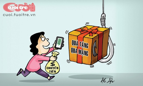 Nhiều phụ nữ sập bẫy lừa đảo online, có người bị lừa hẳn 2 lần - Ảnh 1. Phụ nữ là đối tượng dễ bị sập bẫy lừa đảo qua mạng - Tranh: Hữu Lộc