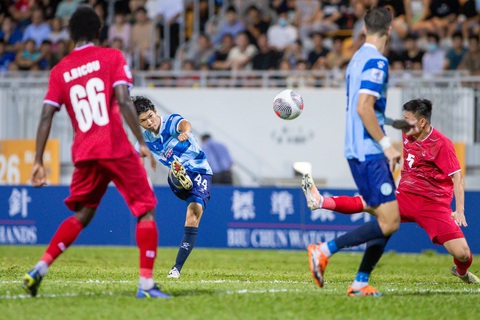Thắng đậm đội bóng Hong Kong, Hải Phòng đi tiếp tại vòng loại AFC Champions League - Ảnh 2. Yumeni Kanda (số 44) là người mở tỉ số cho HK Rangers - Ảnh: EURASIA SPORT