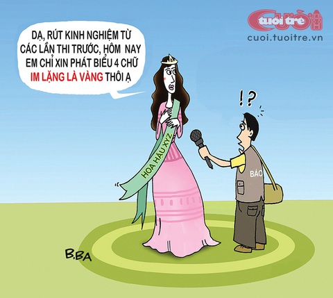 Top 3 hoa hậu thông minh nhất năm 2023 - Ảnh 1. Hoa hậu "im lặng là vàng" - Tranh: B.Ba