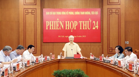 Xử lý hình sự 2 bộ trưởng, nguyên bộ trưởng, 4 bí thư, nguyên bí thư Tỉnh ủy và nhiều tướng - Ảnh 1. Quang cảnh phiên họp 24 của Ban Chỉ đạo - Ảnh: noichinh.vn