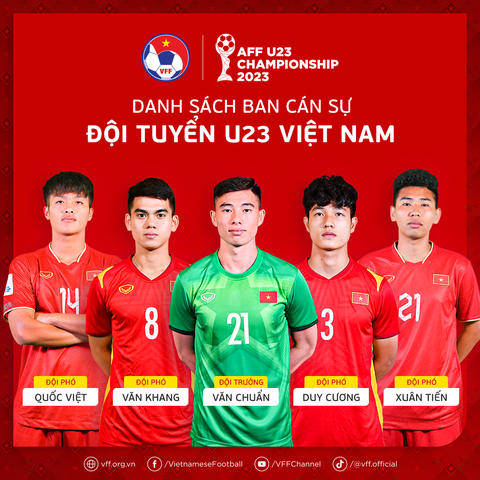 Ban cán sự U23 Việt Nam tại Giải U23 Đông Nam Á 2023 - Ảnh: VFF Ban cán sự U23 Việt Nam tại Giải U23 Đông Nam Á 2023 - Ảnh: VFF