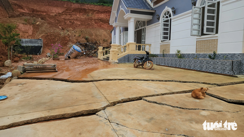 Nứt đất quanh hồ thủy lợi, Lâm Đồng cho di dời dân - Ảnh 2. Nhà dân bị vết nứt đất làm hư hại hoàn toàn - Ảnh: M.V
