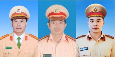 Chủ tịch nước truy tặng Huân chương cho 3 cảnh sát giao thông hy sinh ở đèo Bảo Lộc - Ảnh 1. Liệt sĩ Nguyễn Khắc Thường, liệt sĩ Lê Quang Thành và liệt sĩ Lê Ánh Sáng (từ trái sang phải) - Ảnh: Bộ Công an