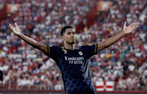 Điểm tin thể thao sáng 20-8: Bellingham tỏa sáng giúp Real Madrid dẫn đầu La Liga - Ảnh 1. Bellingham ăn mừng bàn thắng cho Real Madrid - Ảnh: REUTERS