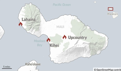 Các nguyên nhân dẫn đến cháy rừng kinh hoàng ở Hawaii - Ảnh 3. Các quan chức Maui cho biết đám cháy đầu tiên được phát hiện ở khu vực đường Olinda, Kula, một thị trấn ở vùng Upcountry vào ngày 8-8 và nhanh chóng lan ra những khu vực khác - Ảnh: CBS