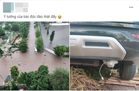 Tránh ô tô ngập nước, chủ xe bọc ống xả, CĐM tranh cãi: 'Sáng kiến hay tối kiến' - Ảnh 1. Cách chống ô tô ngập nước đang thu hút sự chú ý - Ảnh chụp màn hình