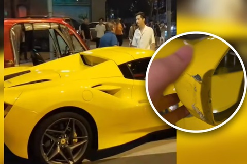 Tài xế Ferrari chỉ yêu cầu ông cụ làm xước xe một khoản đền bù tượng trưng, cộng đồng mạng khen ngợi - Ảnh 1. Cư dân mạng đã dành nhiều lời khen ngợi cho tài xế trẻ - người chỉ yêu cầu một khoản bồi thường nhỏ từ một người lái xe ba bánh lớn tuổi đã làm xước chiếc Ferrari trị giá hàng tỉ đồng mà anh ta đang lái - Ảnh: SCMP/Weibo
