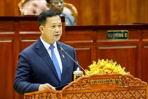 Tân thủ tướng Campuchia Hun Manet phát biểu nhậm chức hôm 22-8 - Ảnh: AFP Tân Thủ tướng Campuchia Hun Manet phát biểu nhậm chức hôm 22-8 - Ảnh: AFP