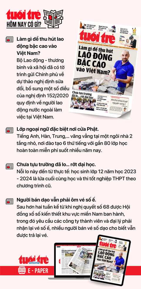 Tin tức sáng 24-8: Đề nghị tăng cường kiểm tra casino; Cuối 2023 chứng khoán được mua bán T+0 - Ảnh 4. Tin tức chính trên Tuổi Trẻ nhật báo hôm nay 24-8. Để đọc Tuổi Trẻ báo in phiên bản E-paper, mời bạn đăng ký Tuổi Trẻ Sao TẠI ĐÂY