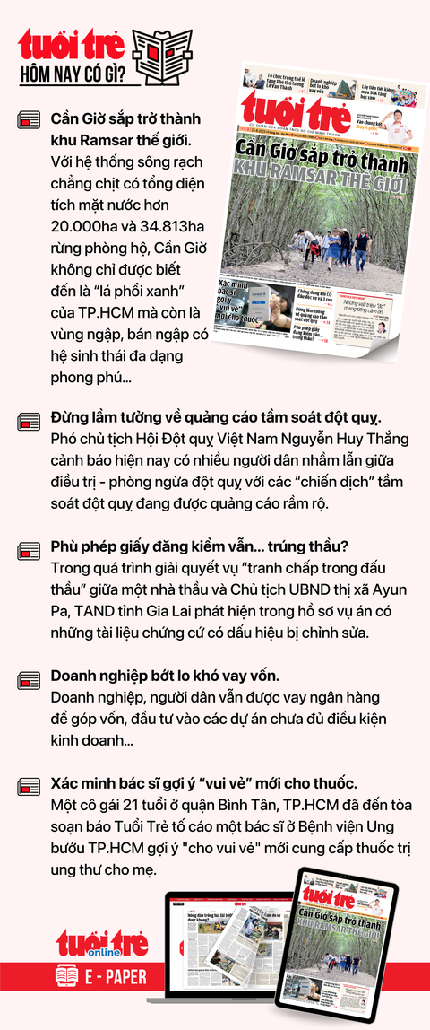 Tin tức chính trên Tuổi Trẻ nhật báo hôm nay 24-6. Để đọc Tuổi Trẻ báo in phiên bản E-paper, mời bạn đăng ký Tuổi Trẻ Sao TẠI ĐÂY Tin tức chính trên Tuổi Trẻ nhật báo hôm nay 25-8. Để đọc Tuổi Trẻ báo in phiên bản E-paper, mời bạn đăng ký Tuổi Trẻ Sao TẠI ĐÂY