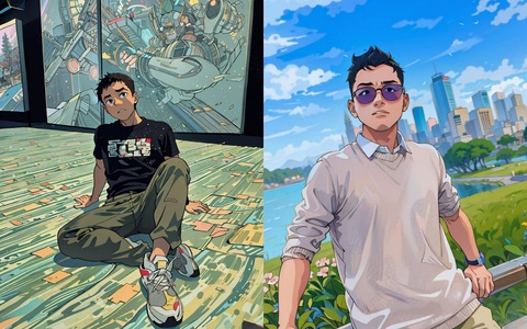 Có gì trong trào lưu khoe ảnh anime xử lý bằng AI đang gây sốt mạng xã hội - Ảnh 6. Film Influencer Lucas Luân Nguyễn khoe ảnh anime kèm dòng trạng thái hài hước: "Này là ai chứ không phải Lucas Luân Nguyễn nha AI ơi. Cái ứng dụng này ngoài anime hóa người dùng thì còn tự động làm cho mặt mình gợi đòn hơn nữa, tấm nào cũng bờ môi hờ hững thế này trong khi tôi gửi cho hình miệng mèo rõ ràng" - Ảnh: Facebook Lucas Luân Nguyễn