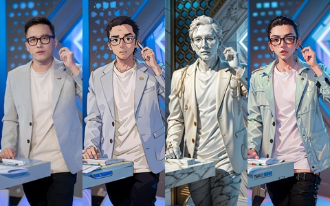 Có gì trong trào lưu khoe ảnh anime xử lý bằng AI đang gây sốt mạng xã hội - Ảnh 2. Biên tập viên Ngọc Huy gia nhập hội những người tạo ảnh bằng AI tối 23-8, nhiều khán giả đã nhanh chóng phát hiện điểm bất thường ở bức ảnh "diện áo giấu quần, đi boots cao" của chàng biên tập viên của Đài truyền hình Việt Nam - Ảnh: Facebook Phạm Ngọc Huy