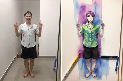 Kỷ lục gia trí nhớ Dương Anh Vũ xả 'kho ảnh' phong cách anime - Ảnh 1. AI thật thông minh. Nhận ra anh Dương Anh Vũ mặc áo của vợ là "chuyển giới" liền ngay?!