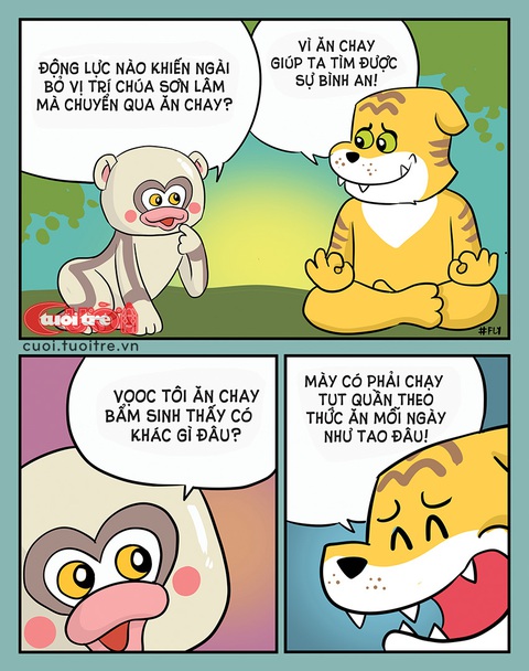 Chúa sơn lâm cũng ăn chay cho bớt áp lực - Ảnh 1. Chúa sơn lâm cũng ăn chay cho bớt áp lực - Tranh: Thăng Fly