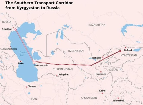 Hành lang bí mật của Nga để lách lệnh trừng phạt - Ảnh 1. “Hành lang vận tải phía Nam từ ”Kyrgyzstan đén Nga - Ảnh: THE EURASIAN TIMES