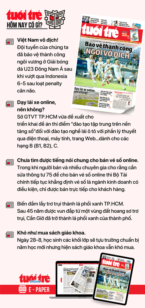 Tin tức sáng 27-8: Từ 1-7-2024 sách giáo khoa thuộc nhóm hàng nhà nước định giá - Ảnh 4. Tin tức đáng chú ý trên Tuổi Trẻ nhật báo ngày 27-8. Để đọc Tuổi Trẻ báo in phiên bản E-paper, mời bạn đăng ký Tuổi Trẻ Sao TẠI ĐÂY