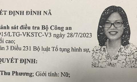 Trưởng bộ phận thư ký tài chính của Công ty AIC ra đầu thú - Ảnh 1. Quyết định đình nã Nguyễn Thị Thu Phương (trưởng bộ phận thư ký tài chính của Công ty AIC) - Ảnh: CACC