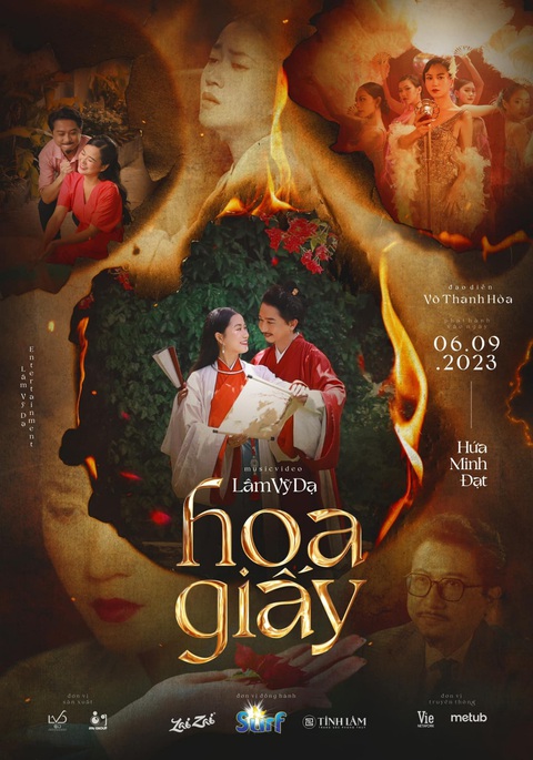 Lâm Vỹ Dạ nhá hàng MV cổ trang, nói gì về việc lấn sân ca hát? - Ảnh 1. Poster MV Hoa giấy do Lâm Vỹ Dạ thể hiện có sự góp mặt của ông xã Hứa Minh Đạt