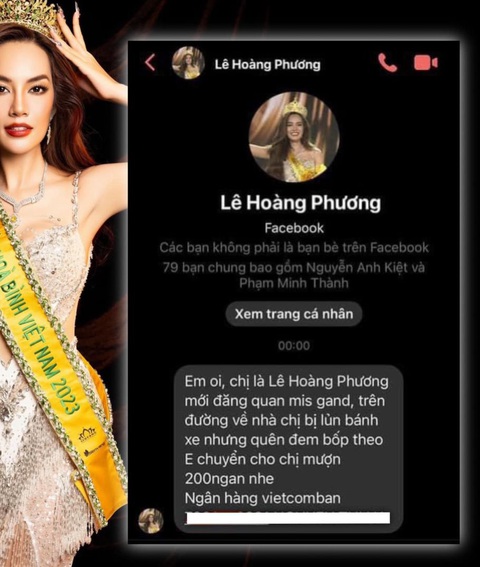 Hết anti, hoa hậu Lê Hoàng Phương lại bị mạo danh để... mượn tiền - Ảnh 2. Nội dung tin nhắn mạo danh tân hoa hậu Lê Hoàng Phương để mượn tiền khiến netizen "cười vỡ bụng" vì quá giả trân