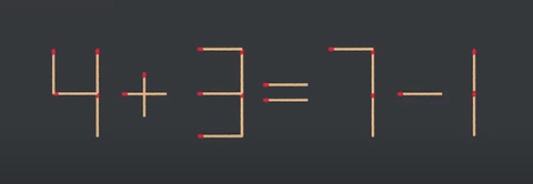Thử tài IQ: Di chuyển một que diêm để 4+3=7-1 thành phép tính đúng - Ảnh 1.