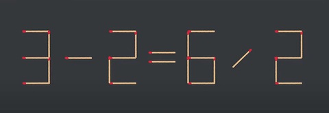 Thử tài IQ: Di chuyển một que diêm để 3-2=6/2 thành phép tính đúng - Ảnh 1.